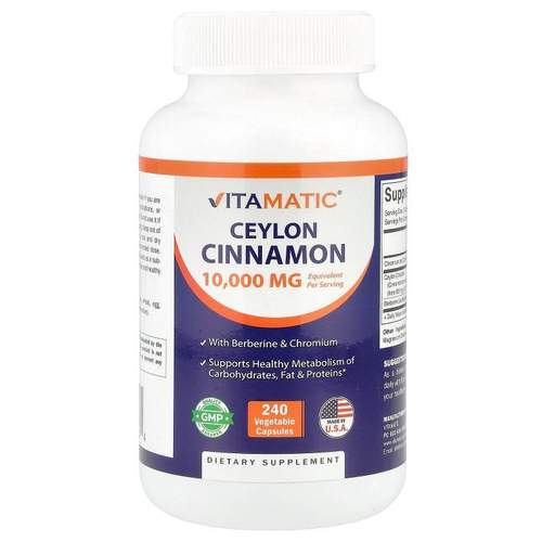 Vitamatic,Ceylon Cinnamon, 10,000 mg, 240 Vegetable Capsules