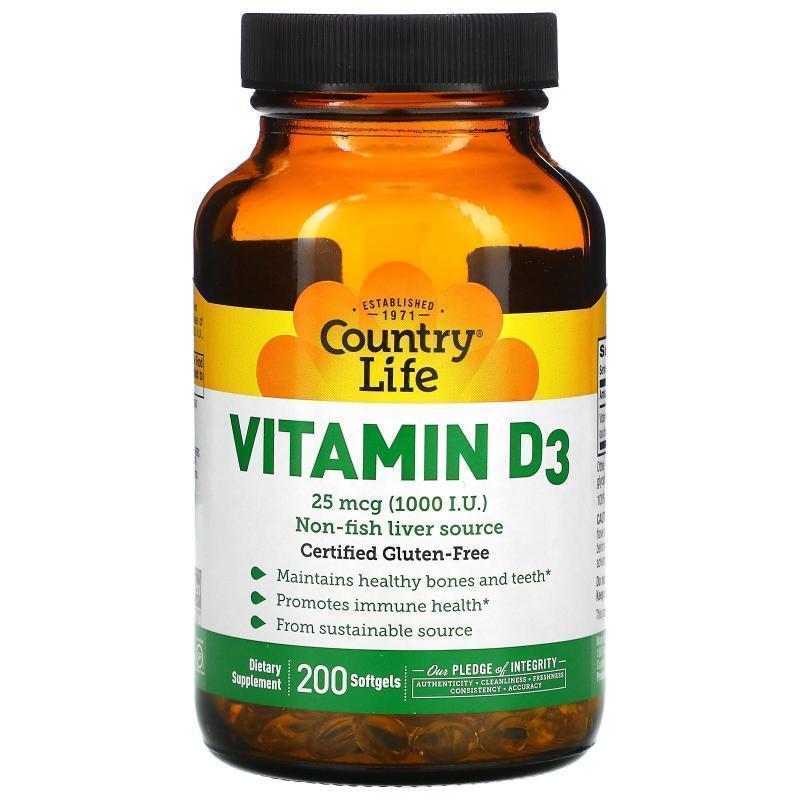 乡村生活,Vitamin D3, 125 mcg (5,000 IU), 60 Softgels