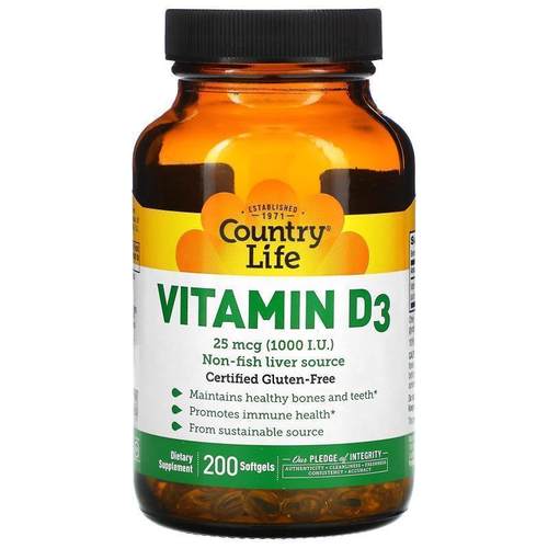 乡村生活,Vitamin D3, 125 mcg (5,000 IU), 60 Softgels