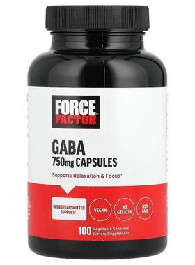 Force Factor,GABA, 750 mg, 100 Vegetable Capsules