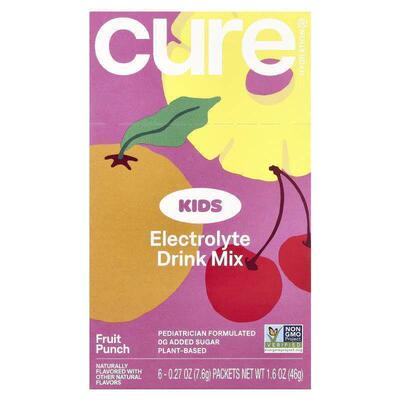 Cure Hydration,Kids, Electrolyte Drink Mix, Fruit Punch, 6 P