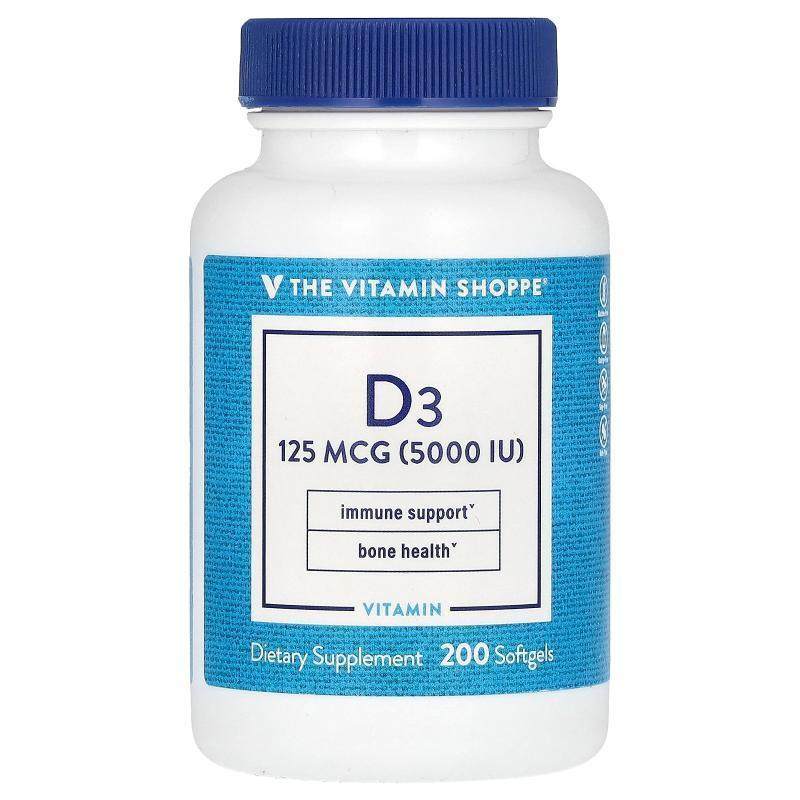 The Vitamin Shoppe,Vitamin D3, 125 mcg (5,000 IU), 200 Softg