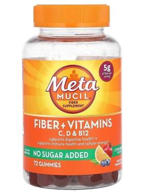 Metamucil,Fiber + Vitamins, C, D,&amp;amp;amp; B12, Citr