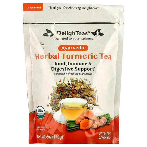 DelighTeas,Ayurvedic Herbal Turmeric Tea, Loose Blend, Caffe