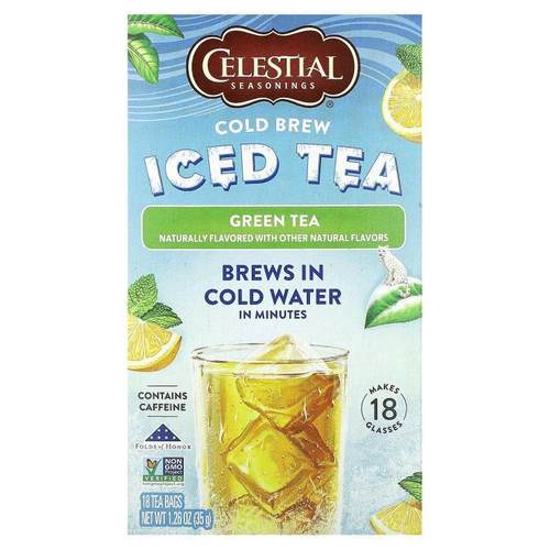 斯乐,Cold Brew Iced Tea, Green Tea, 18 Tea Bags, 1.26 oz (35