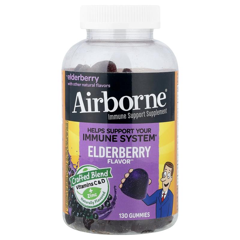AirBorne,含接骨木果的机体抵抗支持补剂,130 粒软糖