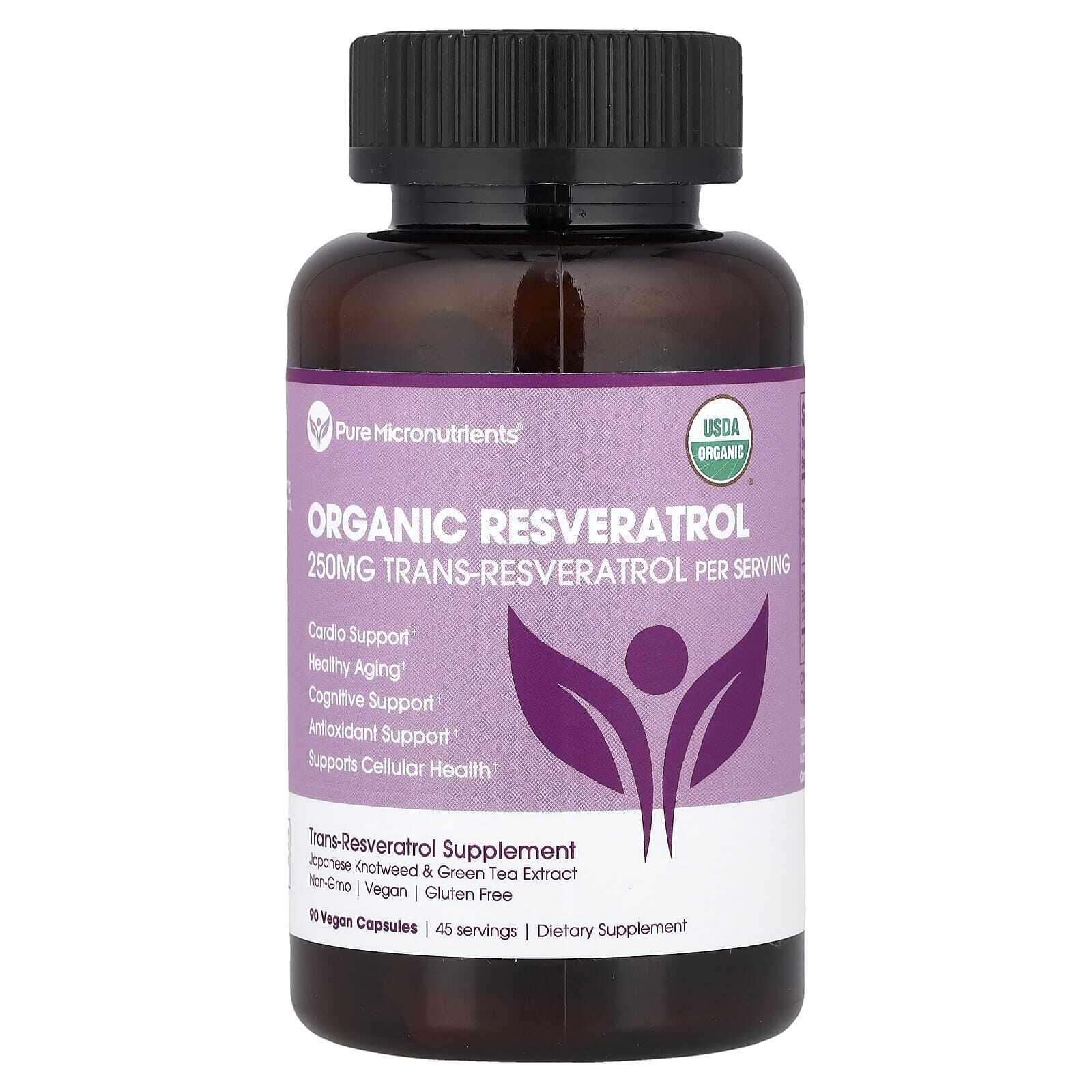 Pure Micronutrients有机白藜芦醇90纯素配方胶囊反式白藜芦醇