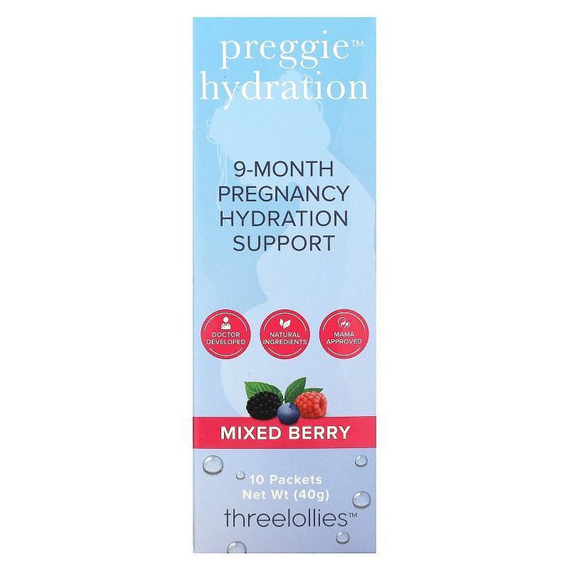 Preggie,Hydration, Mixed Berry , 10 Packets