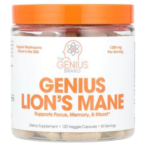 The Genius Brand,Genius Lion's Mane, 1,200 mg, 120 Veggie Ca