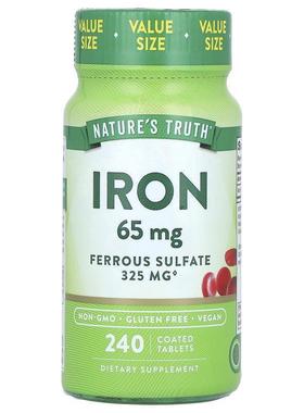 Nature's Truth,Iron, Ferrous Sulfate, 65 mg, 240 Coated Tabl