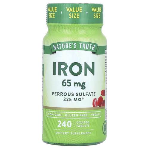 Nature's Truth,Iron, Ferrous Sulfate, 65 mg, 240 Coated Tabl