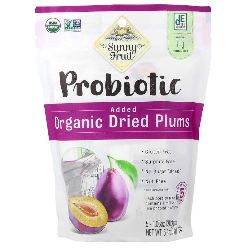 Sunny Fruit,Organic Dried Plums With Added Probiotics, 5 Pac