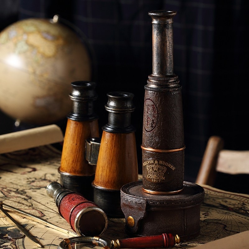 美式复古怀旧创意装饰品客厅w样板房酒柜橱窗搁板陈列摆件望远镜,家居饰品,装饰摆件,淘宝优惠券,粉丝福利购,淘宝优惠卷