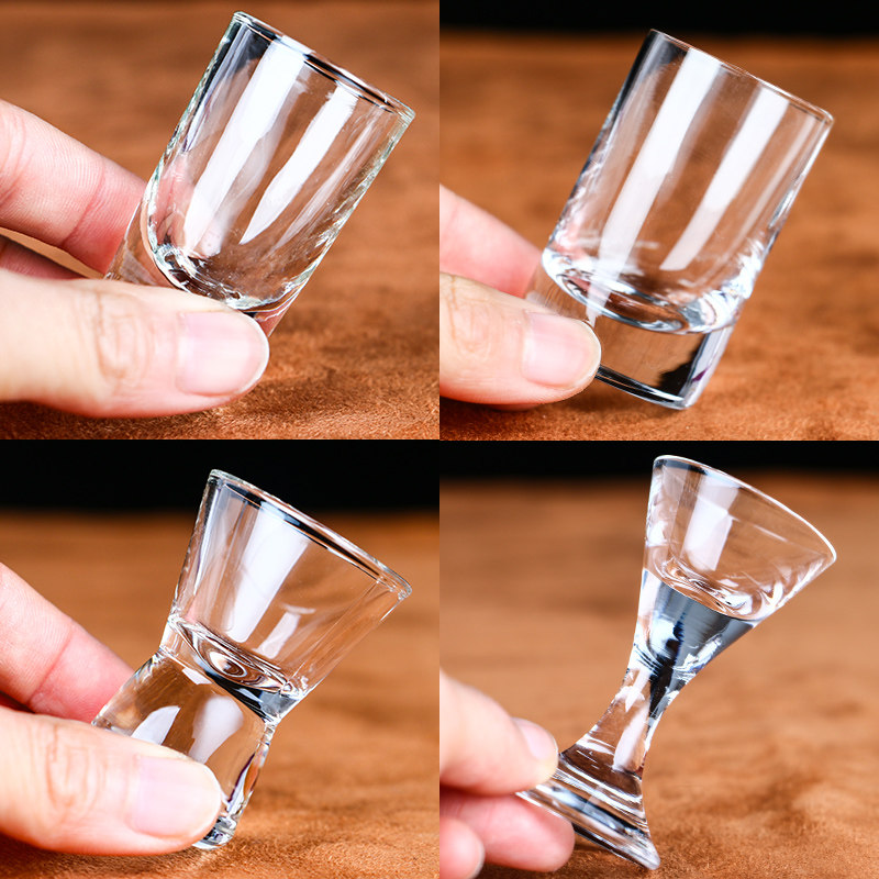 家用水晶白酒杯玻璃烈酒杯t小号酒盅中式烧酒子弹杯一口杯6只套装