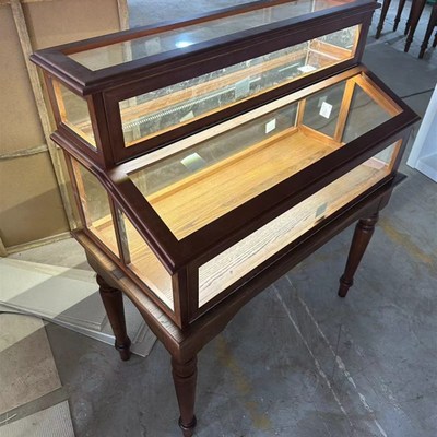 实木双层玻璃展示柜首饰珠宝饰品中古古董玉O器陈列商用复古柜美