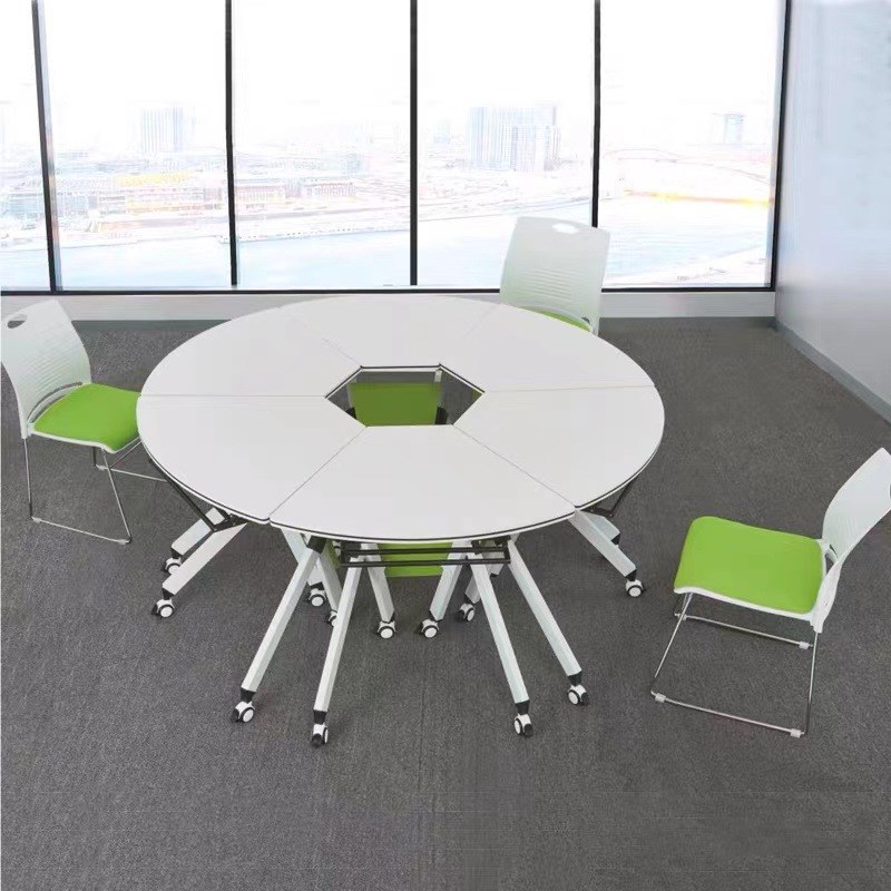 智慧教室折叠培训桌扇圆形桌组合可移动拼L接会议桌长条桌洽谈讨