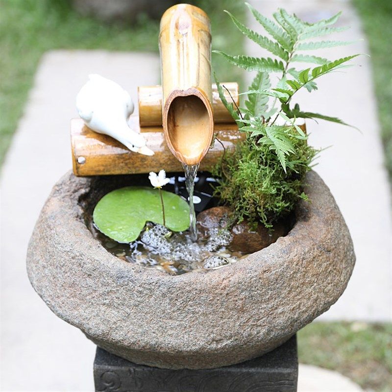 创意石盆竹子流水器客厅庭u院阳台造景养鱼池循环喷泉增氧装饰摆,家居饰品,户外/庭院摆件,淘宝优惠券,粉丝福利购,淘宝优惠卷