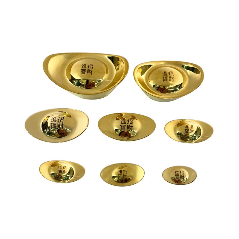 纯铜元宝实心黄铜大小号仿真合金条聚宝盆家M居饰品客厅工艺品摆