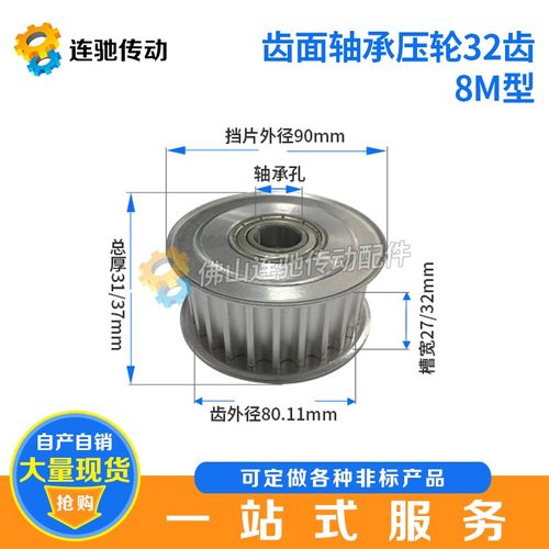 8m涨紧轮 同步轮 8M32齿槽宽27/32 调节轮/惰轮 孔17/R20/25/30/3