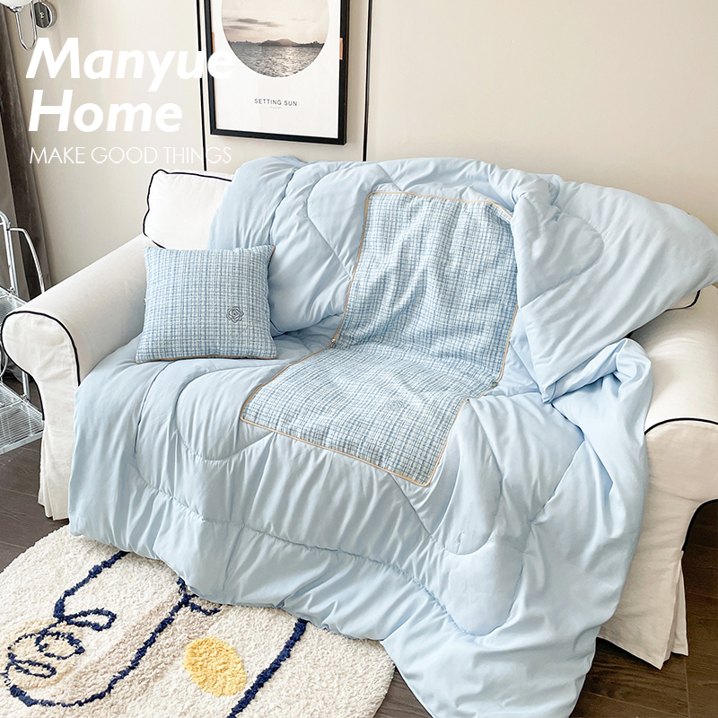 蔓越家 ins风纯色抱r枕被沙发抱枕被子两用卧室空调午睡毯车载毯