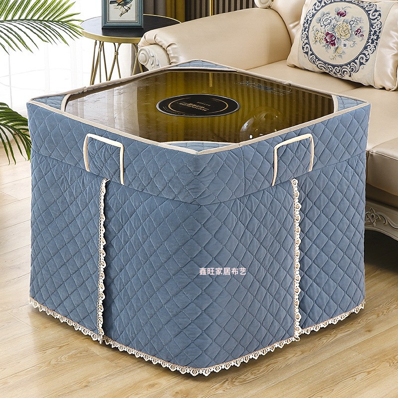 加厚无盖电炉罩烤火被罩下身四片正方形麻将O机桌罩茶几电炉桌罩