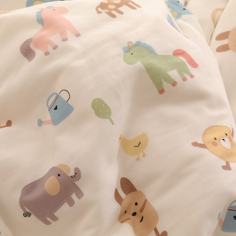 小马驹双层d纱儿童床纯棉床单单件单人100全棉宝宝婴儿夏季学生白