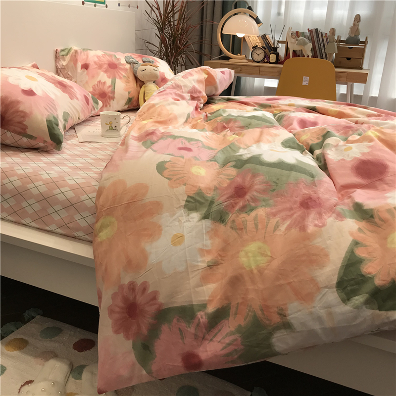 欧美式田园风小碎花床上四件套全棉纯棉被套写意1.N5m1.8米床单in