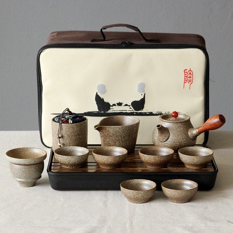 黑陶旅行功夫茶具套装家用陶瓷茶C壶茶杯粗陶户外便携泡茶盘小套,餐饮具,旅行茶具,淘宝优惠券,粉丝福利购,淘宝优惠卷