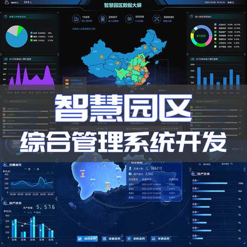 智慧产业管园区248数据大屏可数综字孪生视化平台合理系统出入口