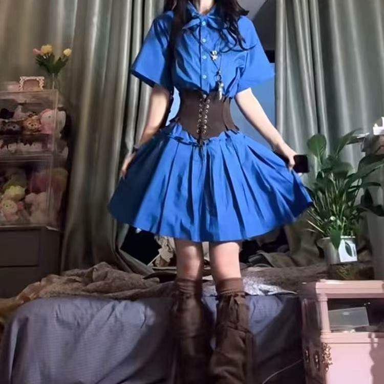 法式学院风蓝色蝴蝶领衬
