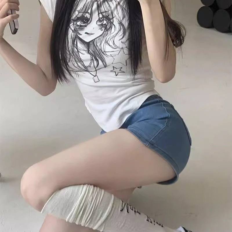 休闲美式复古纯欲y2k短袖