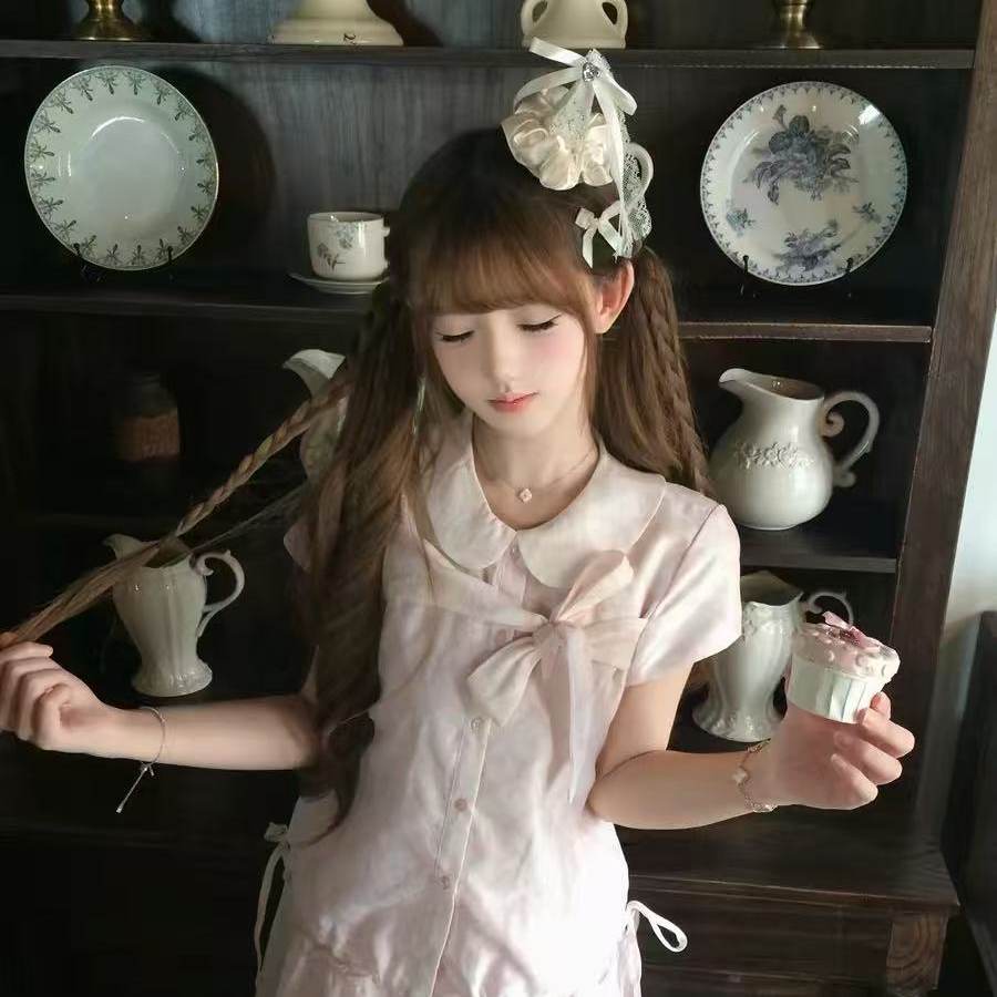甜美风少女感蝴蝶结衬衫