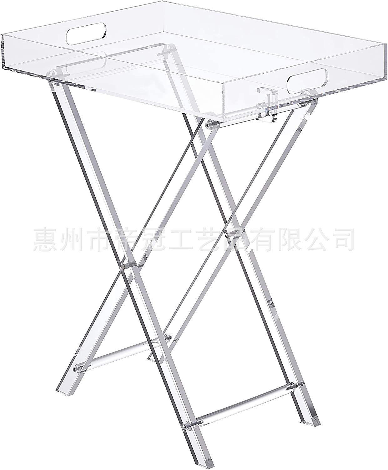 惠州厂家制作透明亚克力折叠托盘桌现代装饰边桌极简主义透明边桌