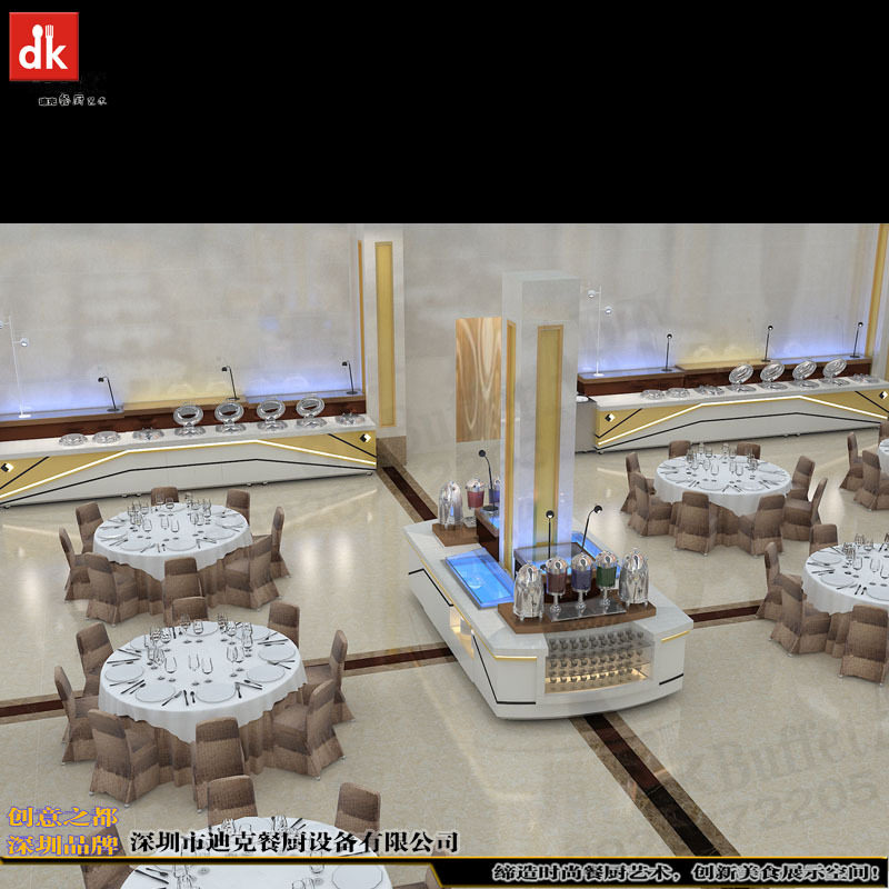 酒店自助餐台案例效果图 自助餐厅环境设计装修方案 组合式布菲台