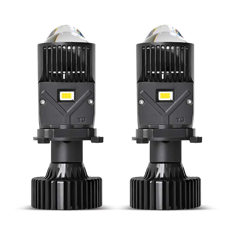 新款Y3 Y4 H4 汽车摩托车LED大灯远近一体双光透镜 Y8 Y9 Y10