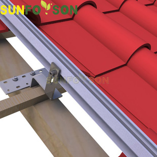 斜屋顶光伏支架安装太阳能支架铝合金轨道挂钩陶瓷瓦支架