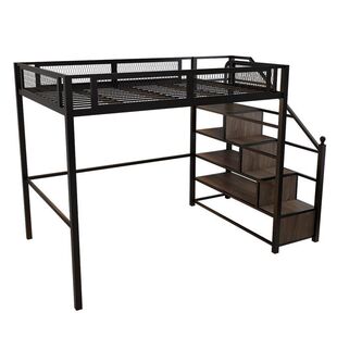2026高架床北欧铁艺上下铺床|多功能铁架楼阁床|适合小户型钢架床