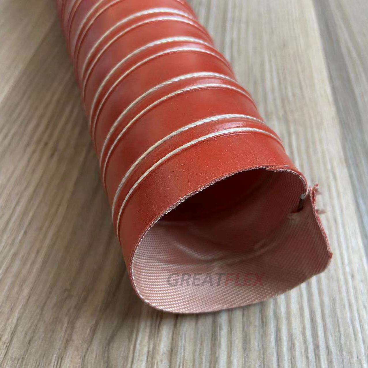 格雷特红色伸缩钢丝矽胶管防火抽风管内径25mm-450mm供应商SA20