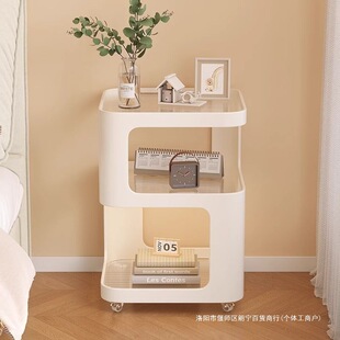 2026床头柜铁艺可移动带灯家用边柜卧室床头置物架小型免安装边几