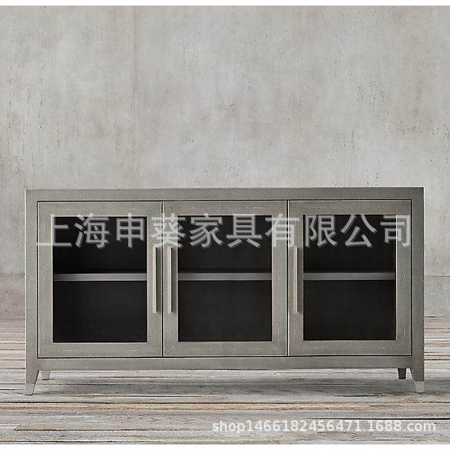 美式乡村复古轻奢简约储物柜餐厅餐边柜客厅玄关收纳柜别墅样板房