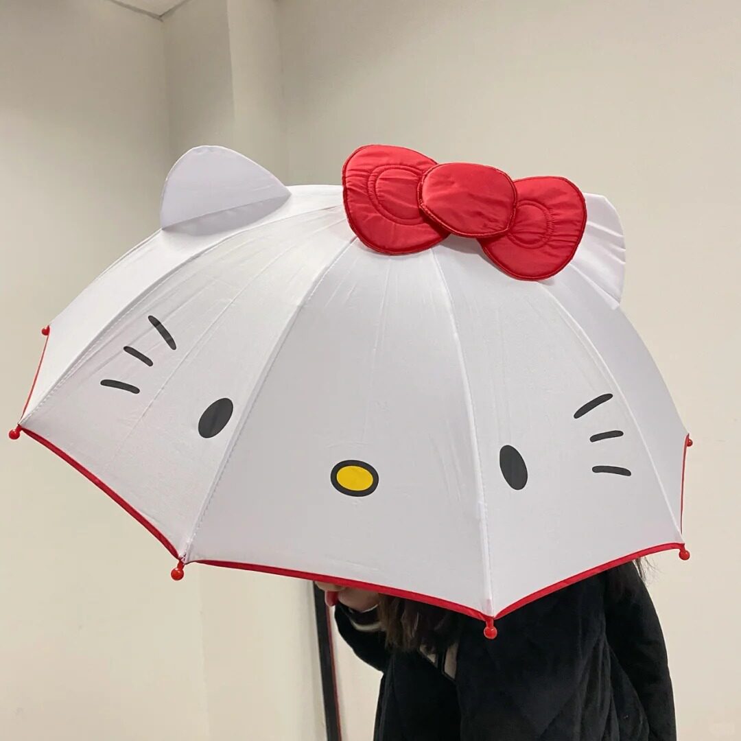 hellokitty雨伞儿童女晴雨两用可爱蝴蝶结耳朵猫咪防晒遮阳太阳伞