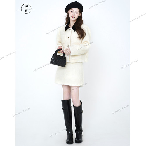 JIASU 【童话王国】2025冬季毛呢复古羊毛羽绒小香风套装S613