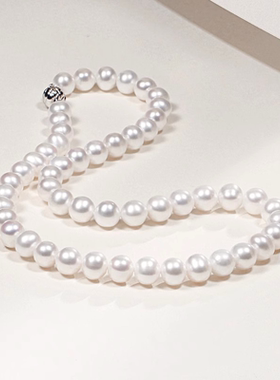 极俪白淡水珍珠项链珠串925银扣时尚气质生日礼物送妈妈送老婆