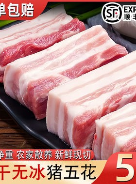 猪五花肉新鲜带皮现杀冷冻精修土猪肉生鲜大块冷鲜肉猪肉商用顺丰