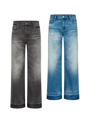 ONEER 冰川涟漪 冰蓝水洗做旧高盎司猫须挺阔a字阔腿牛仔裤cleanf