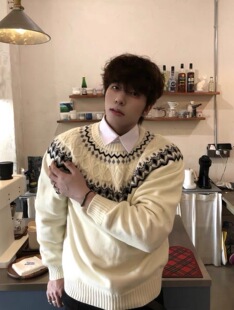 毛衣 老钱风复古保暖加厚插肩袖 ONEER 费尔岛绞花仿羊绒圆领针织衫