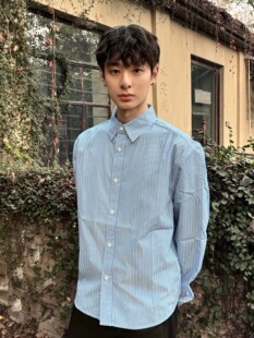 男女同款 ONEER高智感休闲长袖 衬衣松弛慵懒复古休闲条纹衬衫