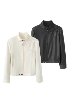 ONEER「折棘」竖纹光泽荆棘立体刺绣 绑带薄垫肩夹克外套秋冬百搭