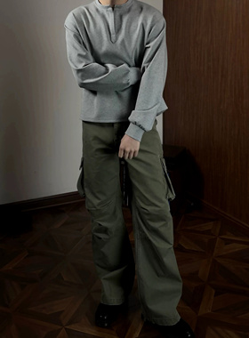 ONEER水洗做旧Vintage工装裤Cargo直筒A字版型立体剪裁口袋伞兵裤