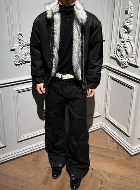 ONEER 狼王座山雕仿狼毛哈灵顿棉服外套厚bomber夹克冬季立领外套